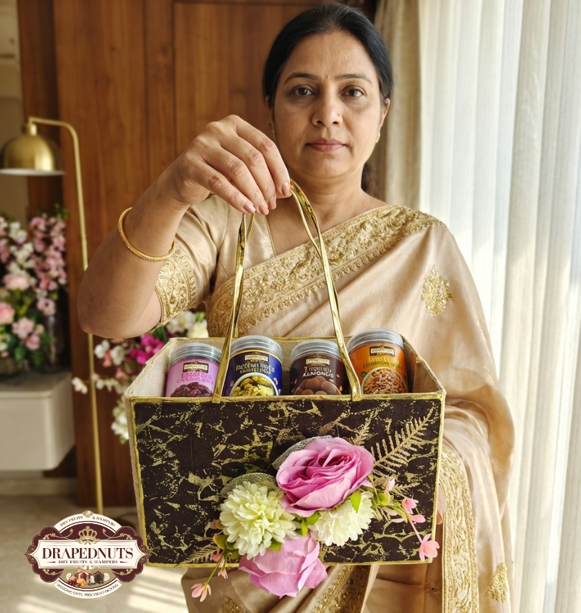 Classic Festive Floral Basket Gourmet Hamper by Drapednuts - view 9