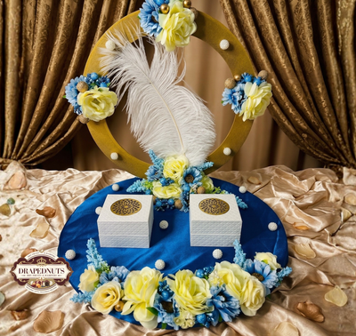 Dusty Rose Velvet Ring Platter – Customised Name Floral Ceremony Tray