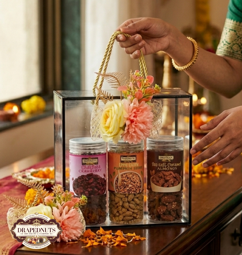 Luxury PVC Dry Fruit Gift Box 3 Jar by Drapednuts - view 2