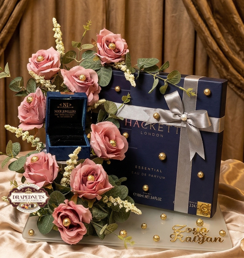 Budget Ring Platter – Simple Floral Acrylic Name Ceremony Tray