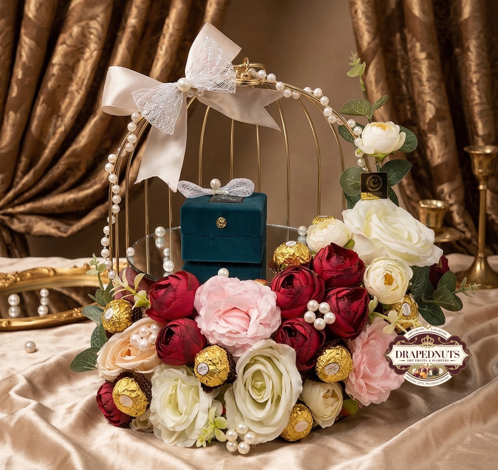 Pink & Gold Ring Platter – Personalised Name Velvet Ceremony Tray