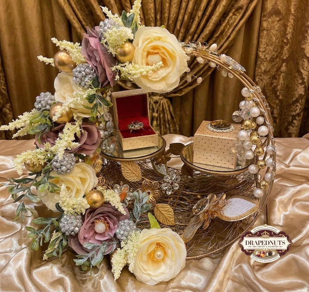 Ultra Luxury Ring Platter – Multi-Tier Grand Floral Acrylic Name Ceremony Tray
