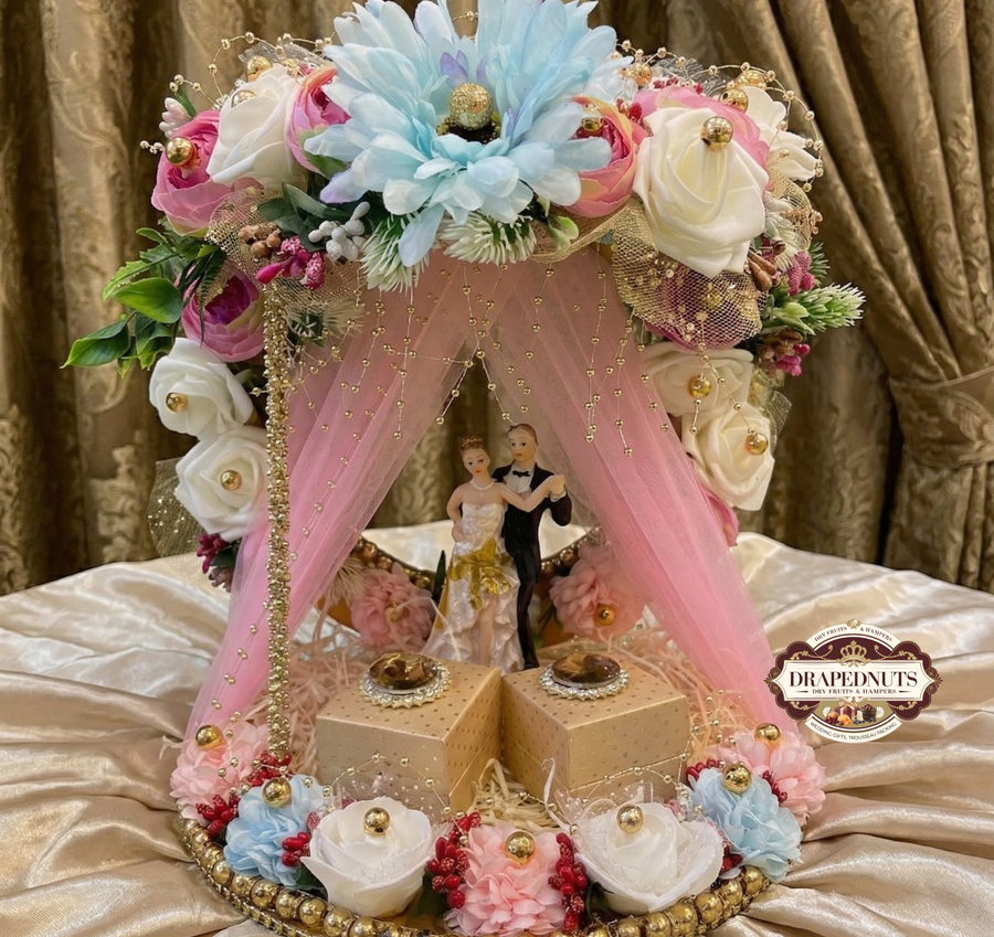 Champagne & Blush Ring Platter – Acrylic Couple Name Ceremony Tray
