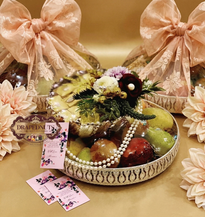 Apple, Pear & Kaju Katli Fruit & Mithai Hamper | Premium Festive Gift Tray India