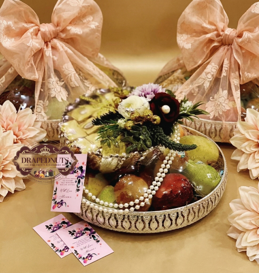 Apple, Pear & Kaju Katli Fruit & Mithai Hamper | Premium Festive Gift Tray India