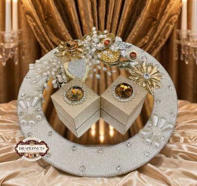 Blush Rose Personalised Name Ring Platter | Custom Acrylic Engagement Ceremony Tray India