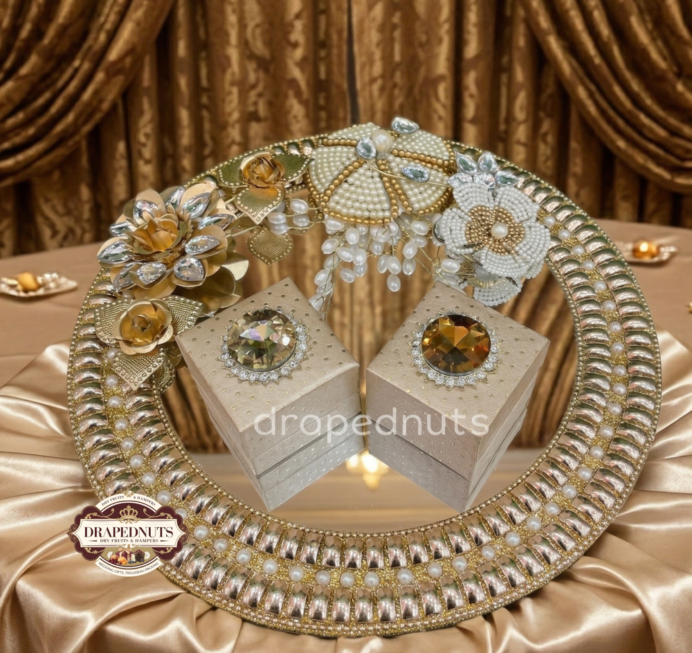 Rose Pink Ring Platter – Acrylic Name Floral Compact Ceremony Tray