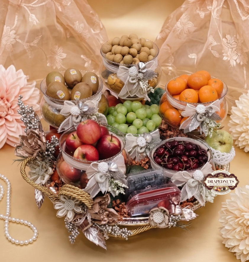 6-Bowl Grand Tray Ultra Premium Imported Fruit Hamper | VIP Luxury Gift Basket India