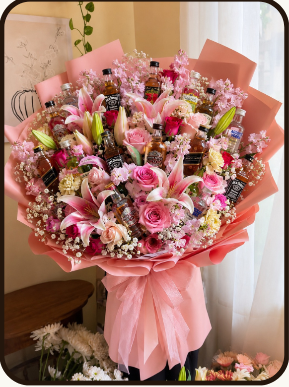 Triple Shot Royale – Pink Lily Triple Mini Bar Bouquet