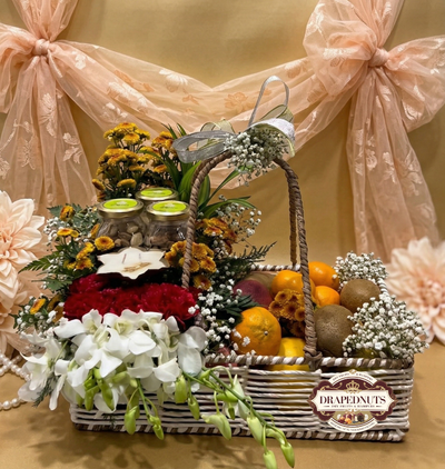 Dry Fruit & Fresh Fruit Combo Hamper | Nuts, Kiwi & Citrus Premium Gift Basket India