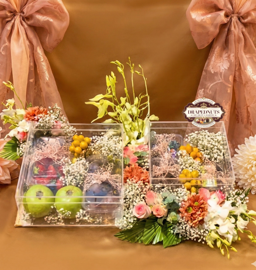 Premium Fruit Hamper – Strawberry, Cherry & Mango Exotic Tray – Premium Fresh Fruit Gift Hamper by Drapednuts Mumbai