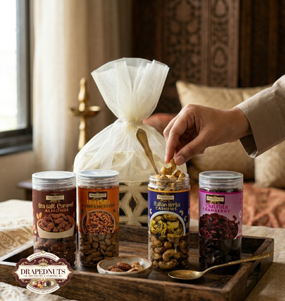 Elegant Dry Fruit Potli Basket Hamper 4 Jar by Drapednuts