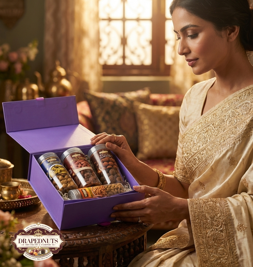 Royal Purple Gourmet Dry Fruit Gift Box 4 Jar by Drapednuts - view 3