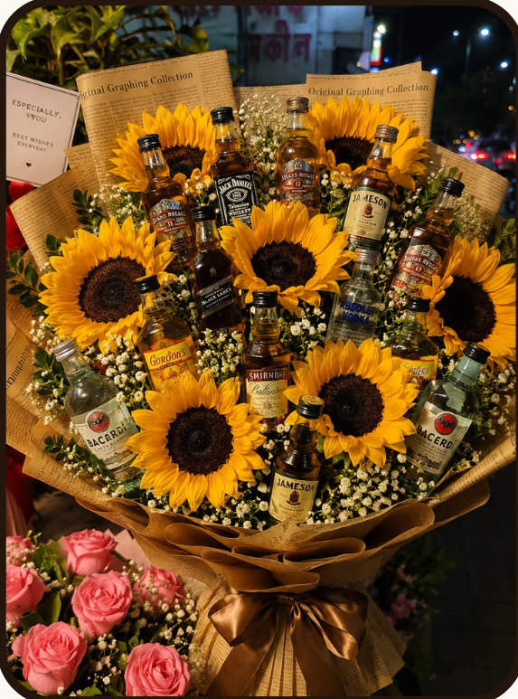 Ultimate Mini Bar Bouquet – Sunflower & Rose Edition
