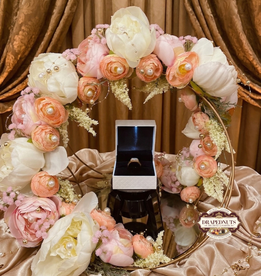 Luxury Grand Floral Velvet Ring Platter | Personalised Acrylic Engagement Ceremony Tray India