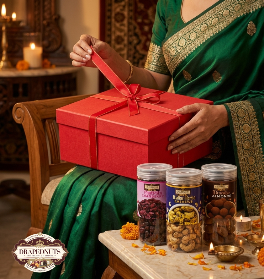 Classic Red Dry Fruit Gift Box 3 Jar by Drapednuts - view 11