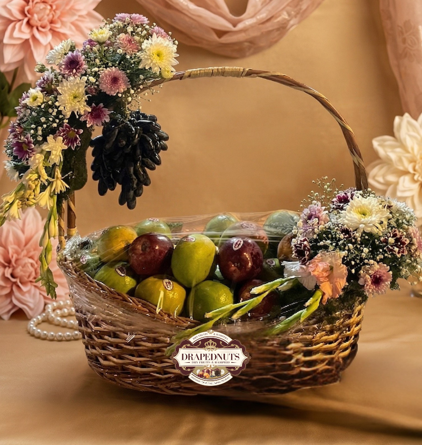 Luxury Fruit Hamper – Royal Dragon Fruit & Avocado Grand Basket – Premium Fresh Fruit Gift Hamper by Drapednuts Mumbai