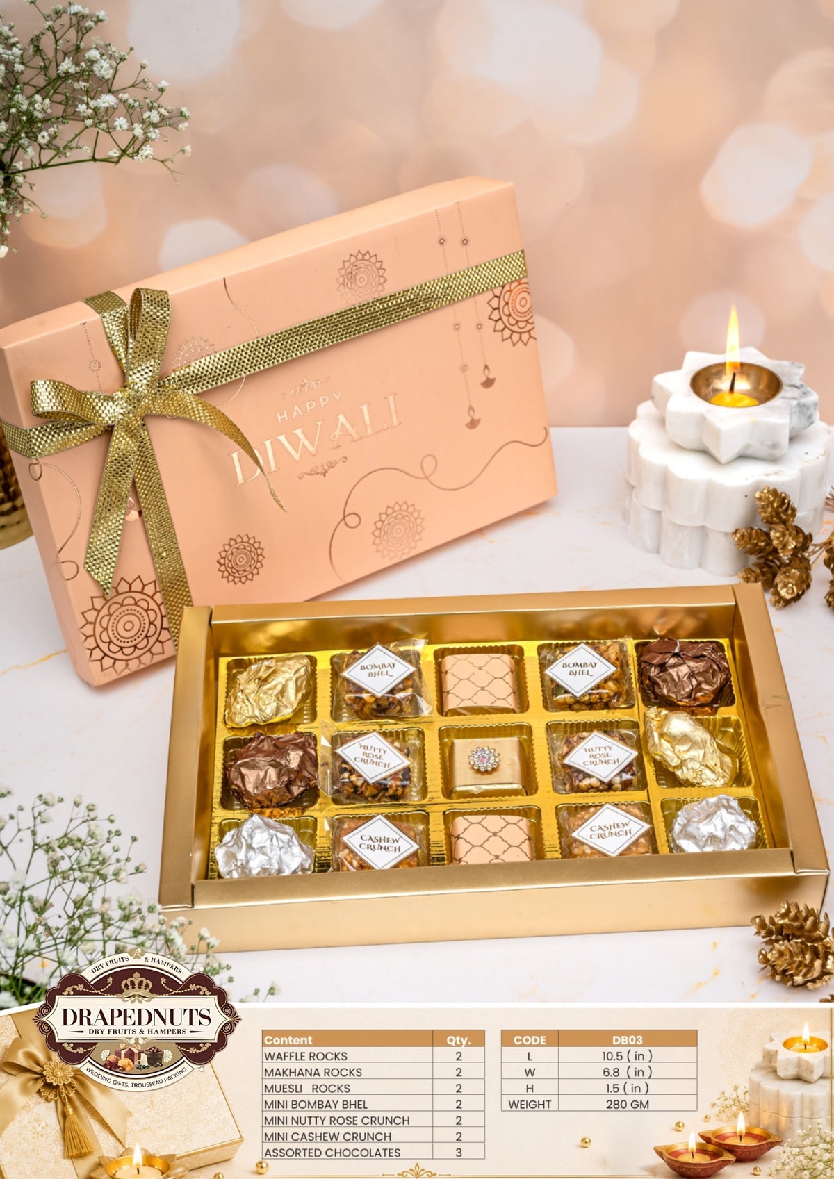 The Gourmet Joy Diwali Hamper – Drapednuts Diwali gift hamper