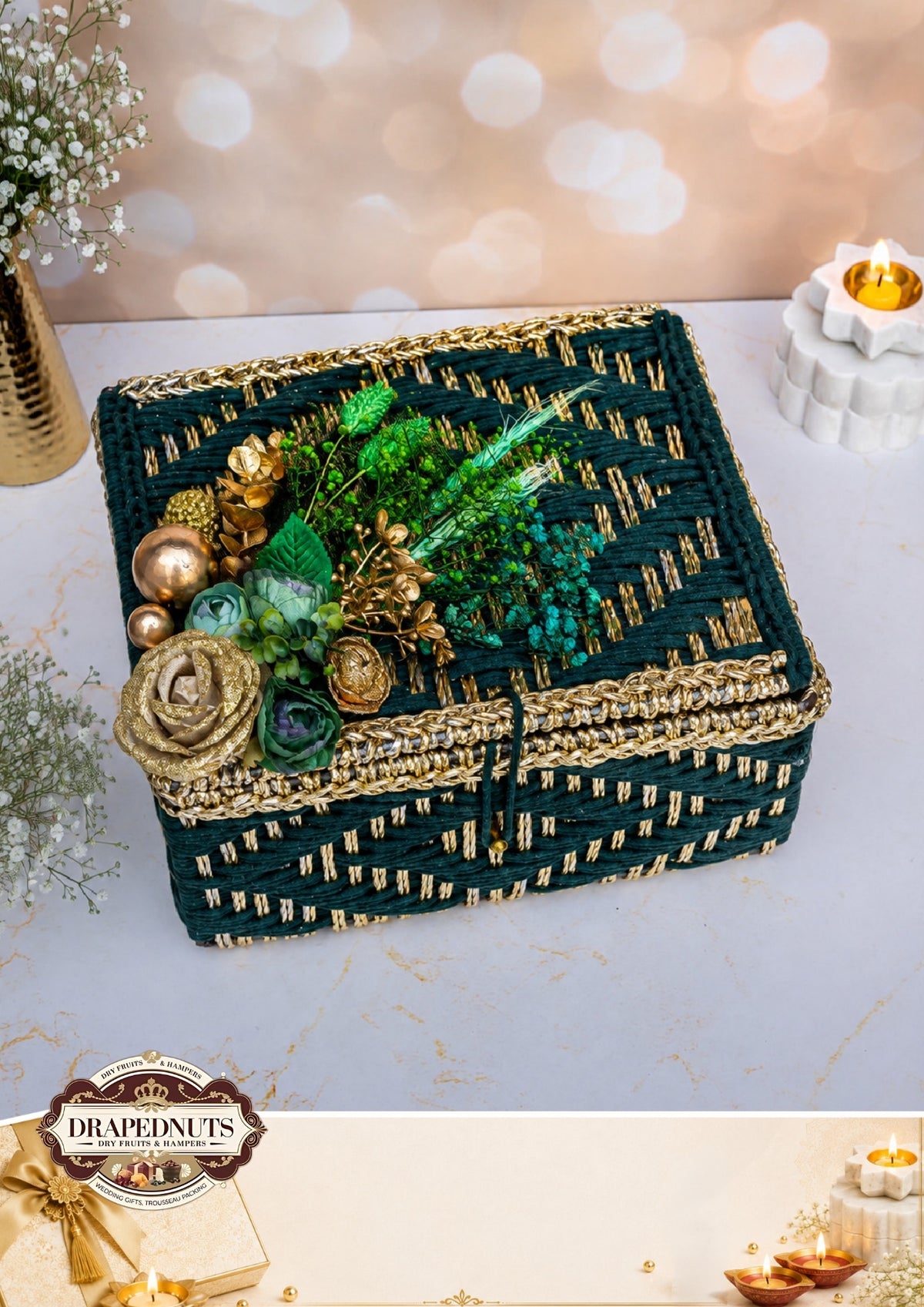 The Urli Elegance Diwali Hamper – Drapednuts Diwali gift hamper (view 2)