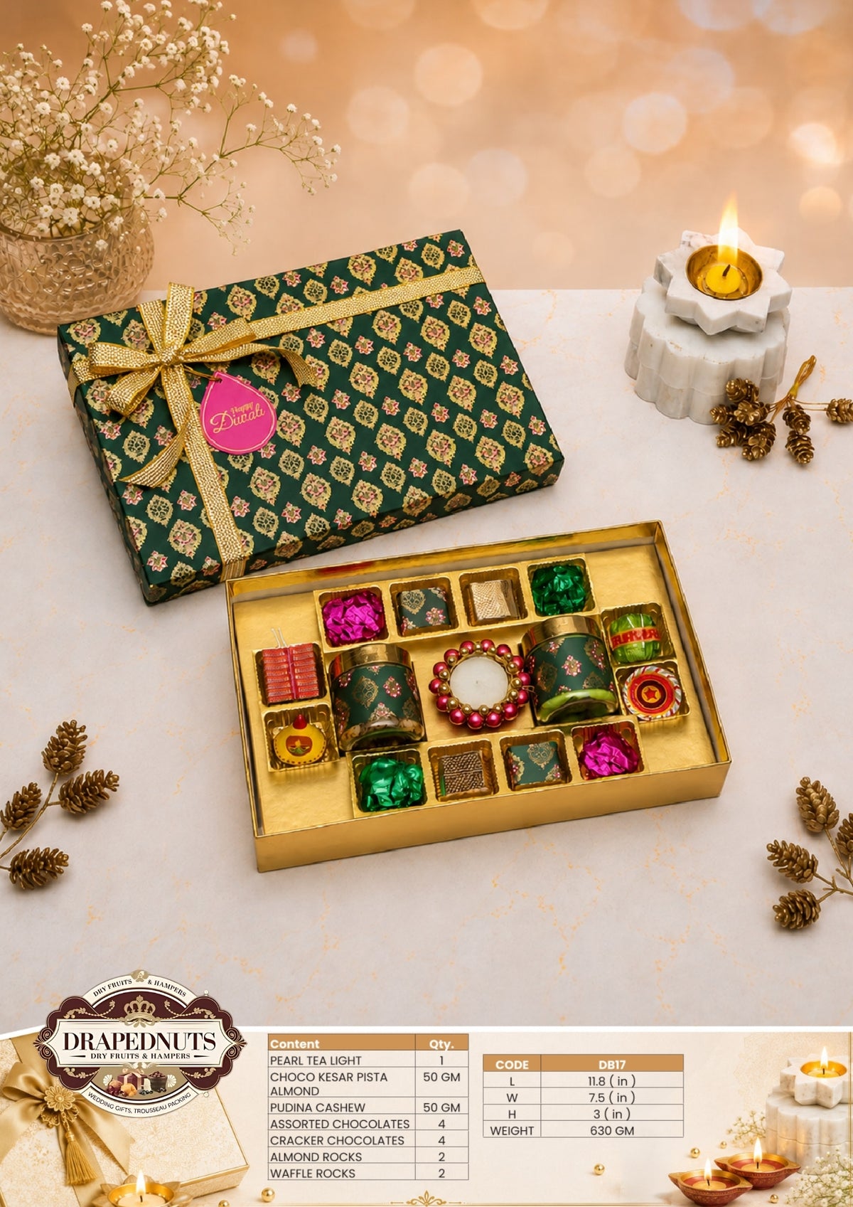 The Heritage Gourmet Diwali Hamper – Drapednuts Diwali gift hamper