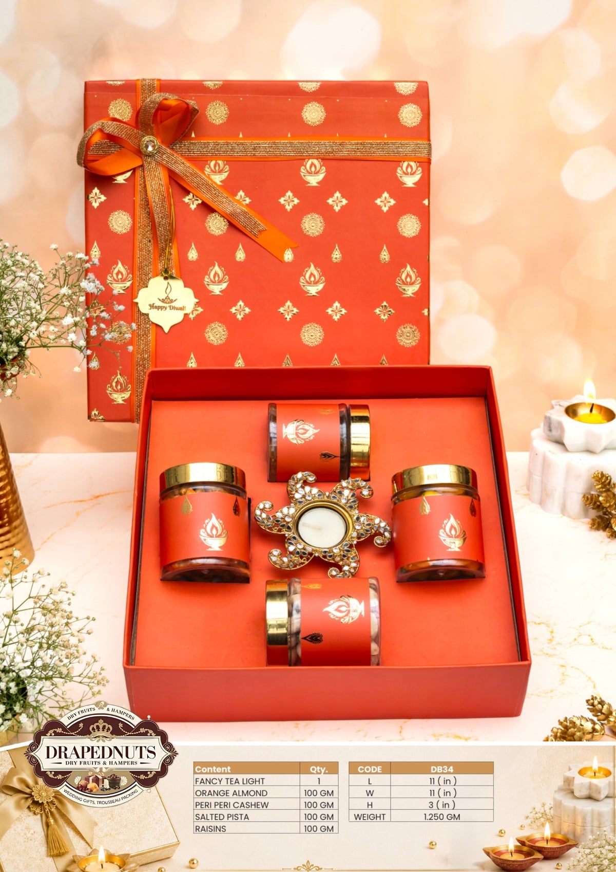The Citrus Celebration Diwali Hamper – Drapednuts Diwali gift hamper