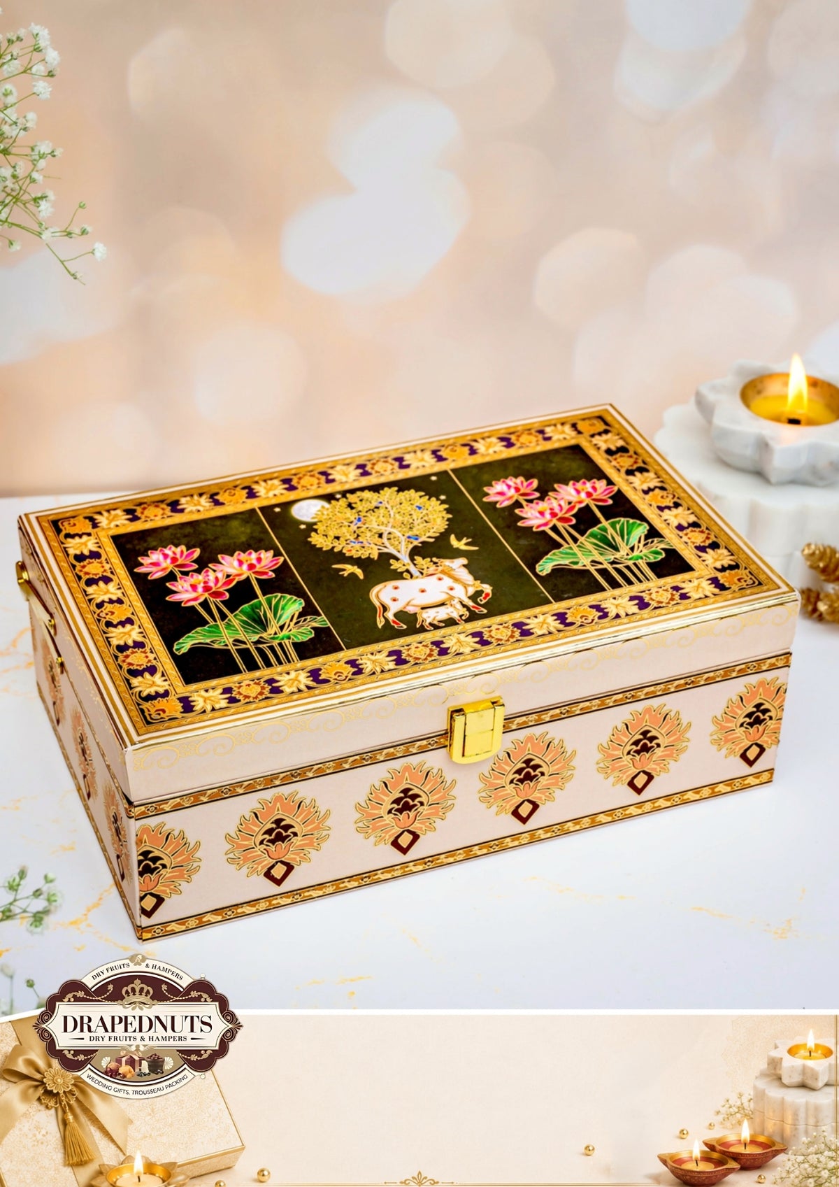The Strawberry Luxe Diwali Hamper – Drapednuts Diwali gift hamper (view 2)