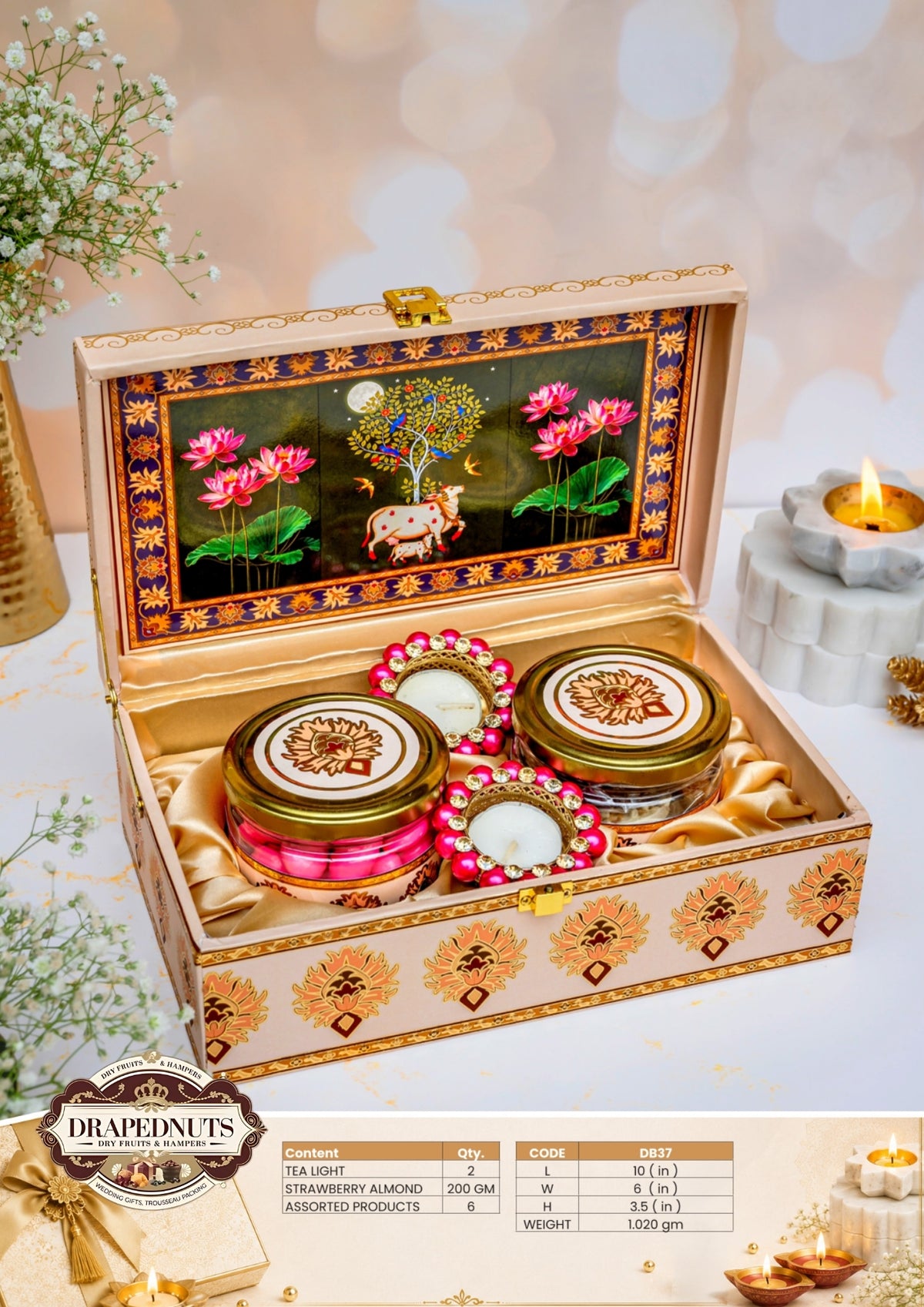 The Strawberry Luxe Diwali Hamper – Drapednuts Diwali gift hamper