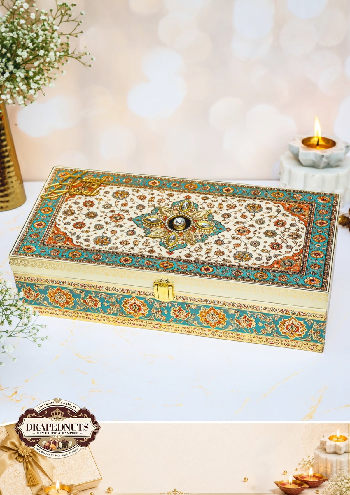 The Royal Gourmet Diwali Hamper – Drapednuts Diwali gift hamper (view 2)