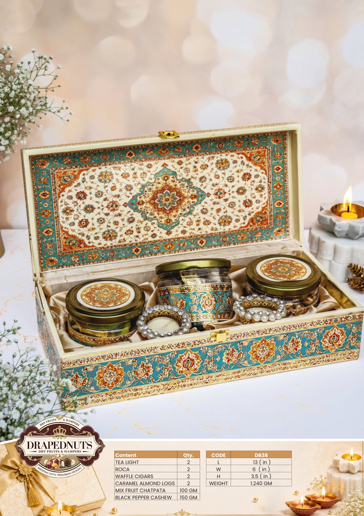 The Royal Gourmet Diwali Hamper – Drapednuts Diwali gift hamper