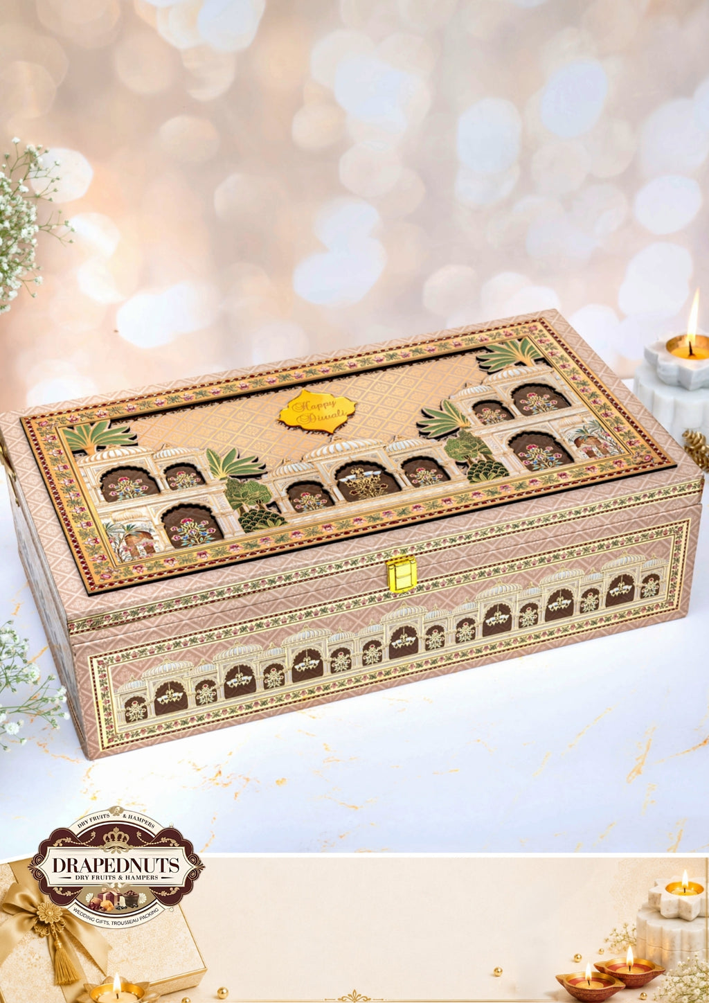 The Festive Opulence Diwali Hamper – Drapednuts Diwali gift hamper (view 2)