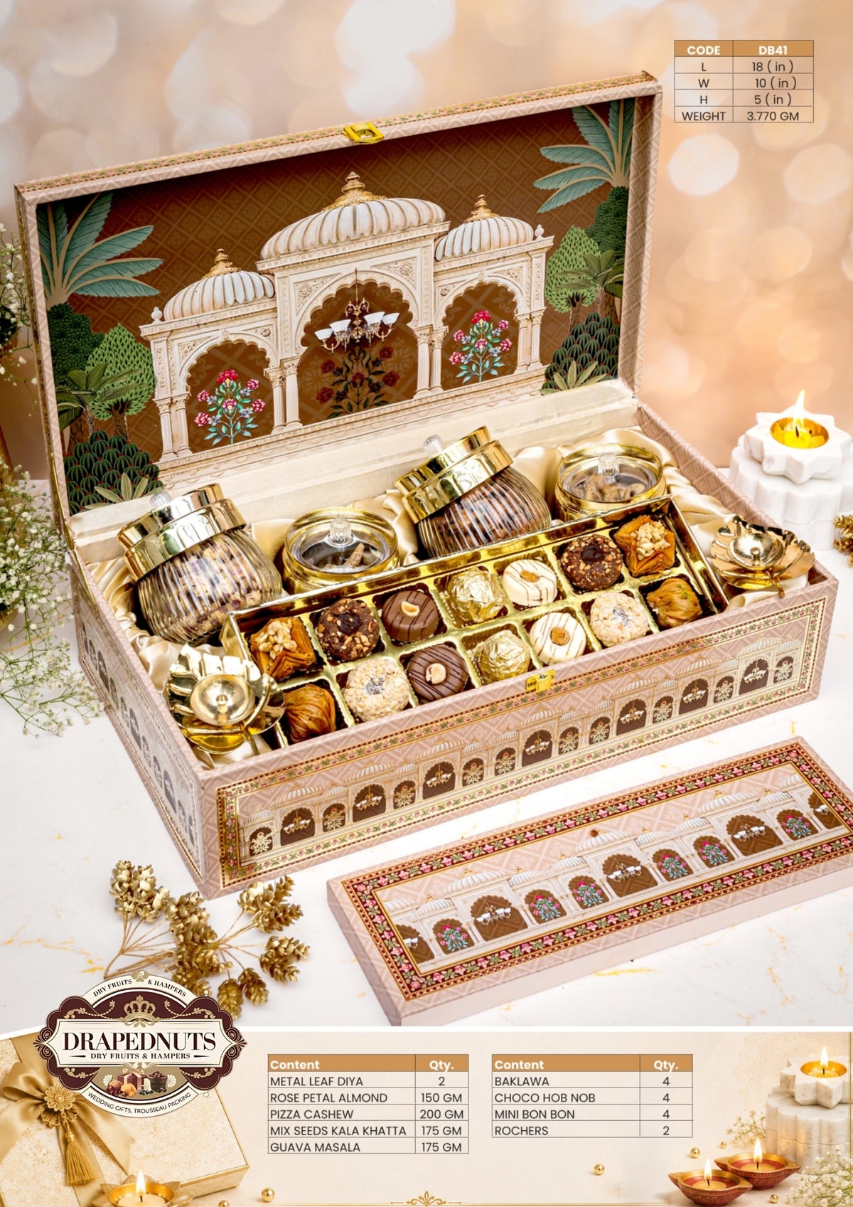 The Festive Opulence Diwali Hamper – Drapednuts Diwali gift hamper