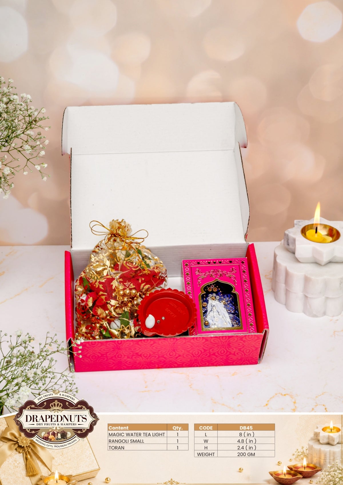 The Auspicious Essentials Diwali Hamper – Drapednuts Diwali gift hamper