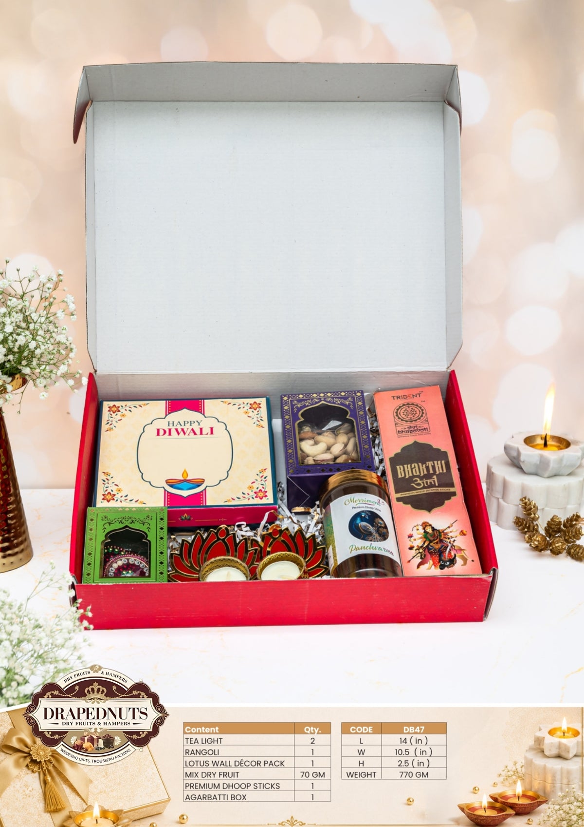 The Lotus Rituals Diwali Hamper – Drapednuts Diwali gift hamper