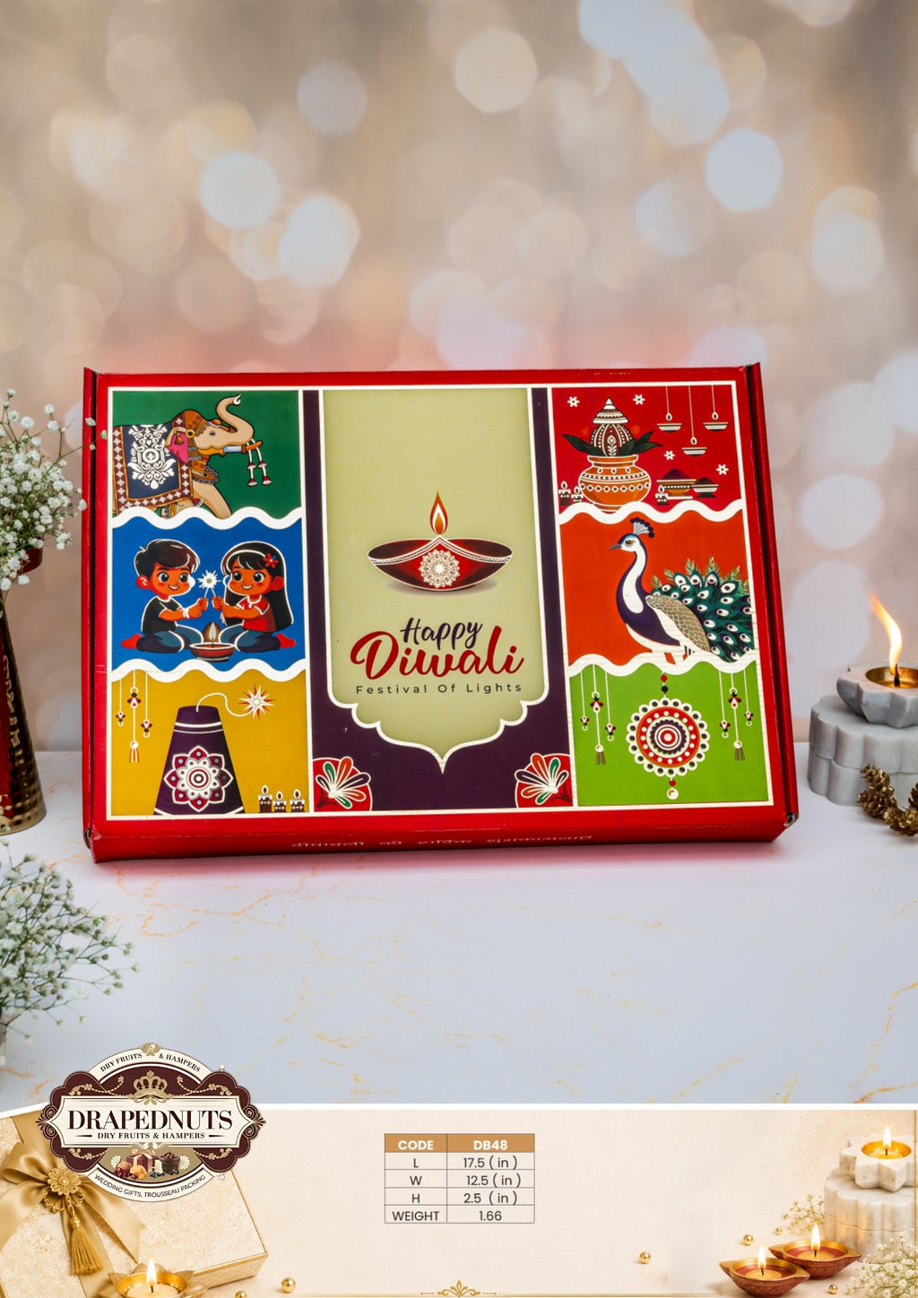 The Heritage Light Diwali Hamper – Drapednuts Diwali gift hamper (view 2)