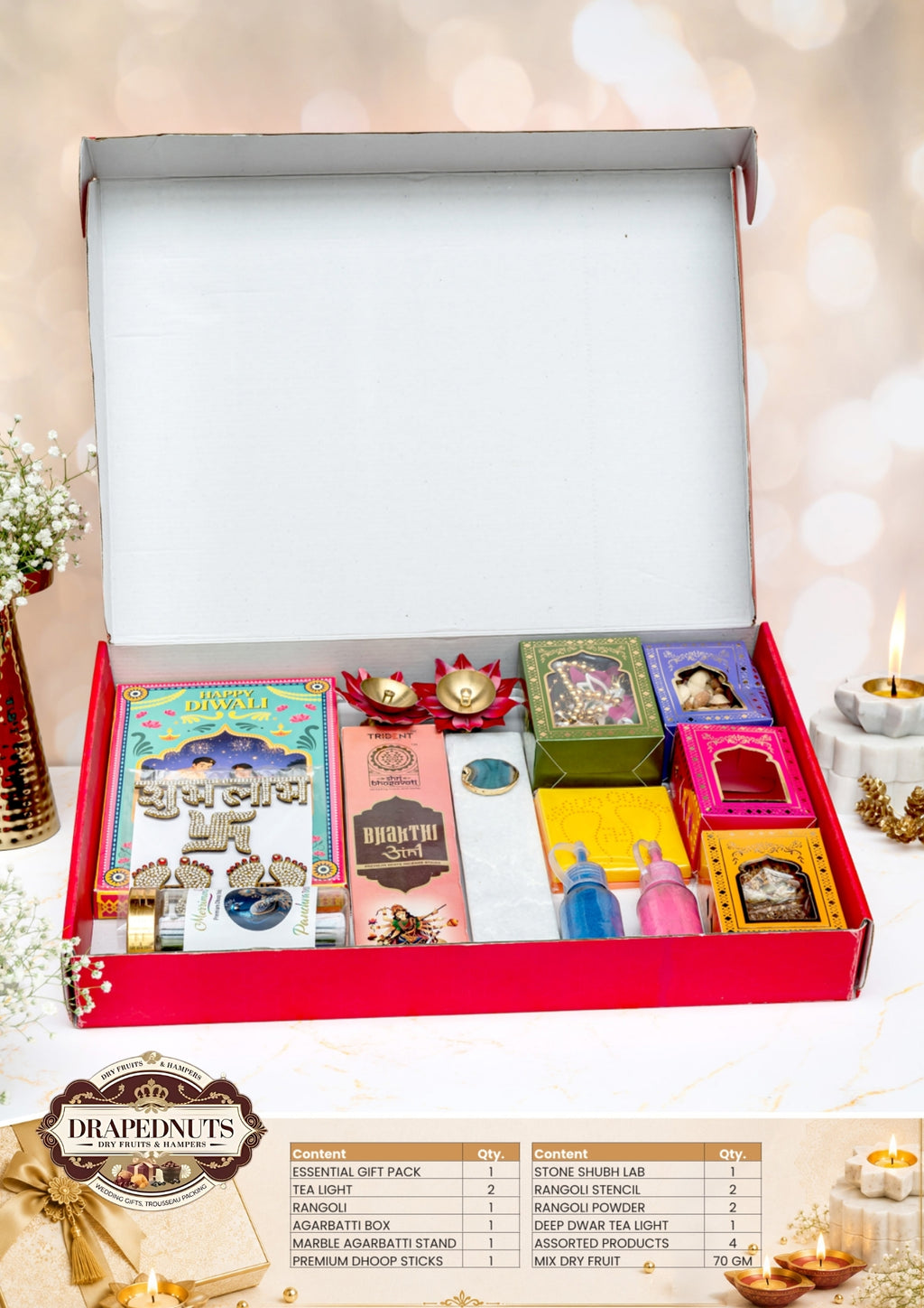 The Heritage Light Diwali Hamper – Drapednuts Diwali gift hamper