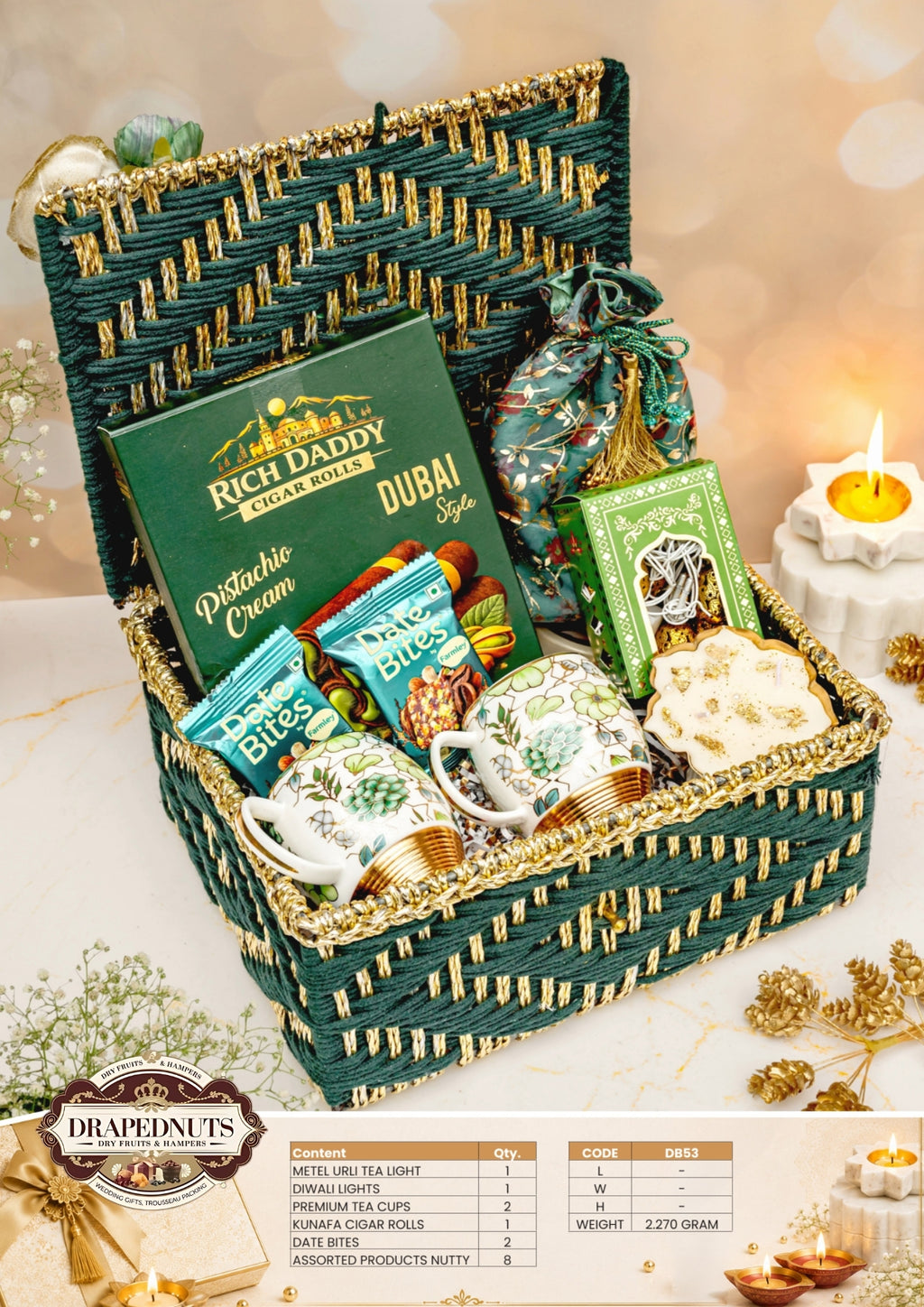 The Urli Elegance Diwali Hamper – Drapednuts Diwali gift hamper