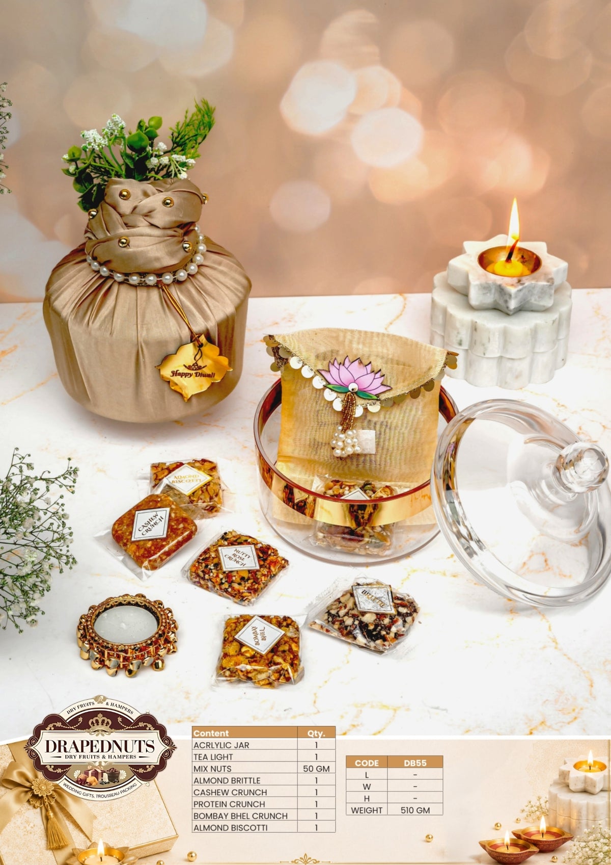 The Mahjong Moments Diwali Hamper – Drapednuts Diwali gift hamper