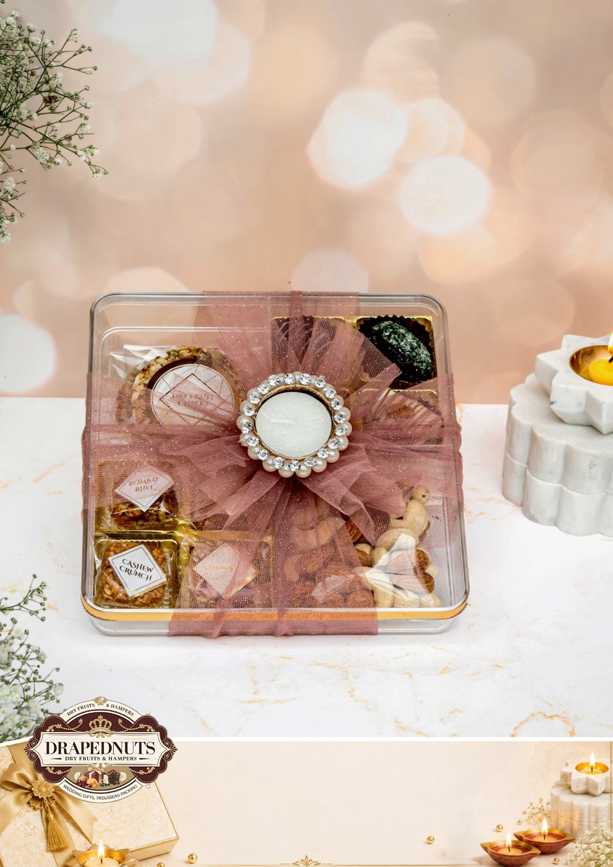 The Acrylic Crunch Diwali Hamper – Drapednuts Diwali gift hamper (view 2)