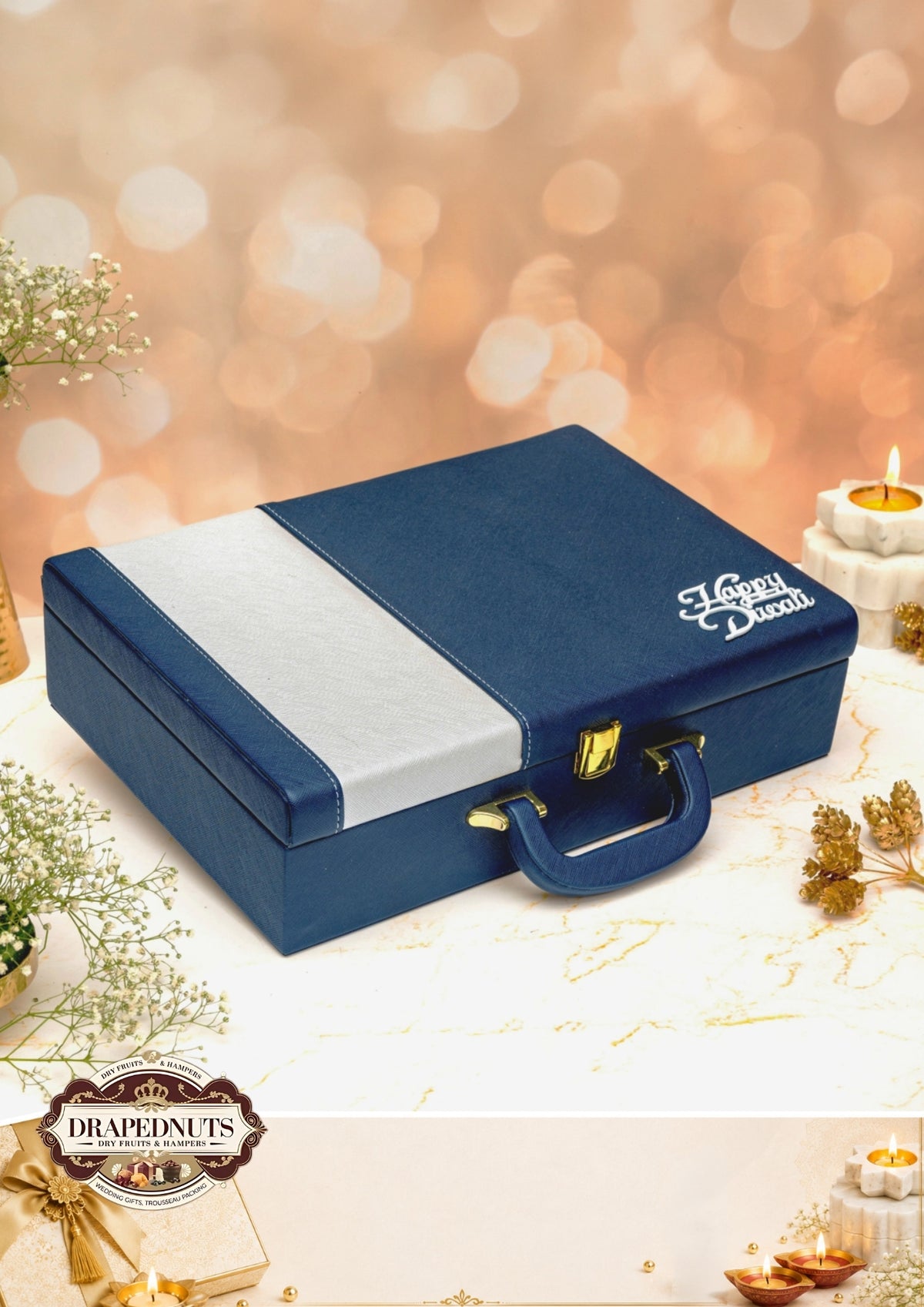 The Auspicious Aroma Diwali Hamper – Drapednuts Diwali gift hamper (view 2)
