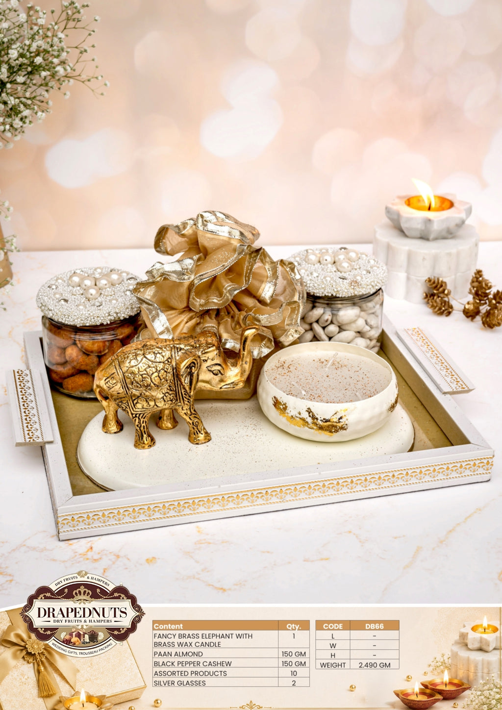 The Dry Fruit Grandeur Diwali Hamper – Drapednuts Diwali gift hamper