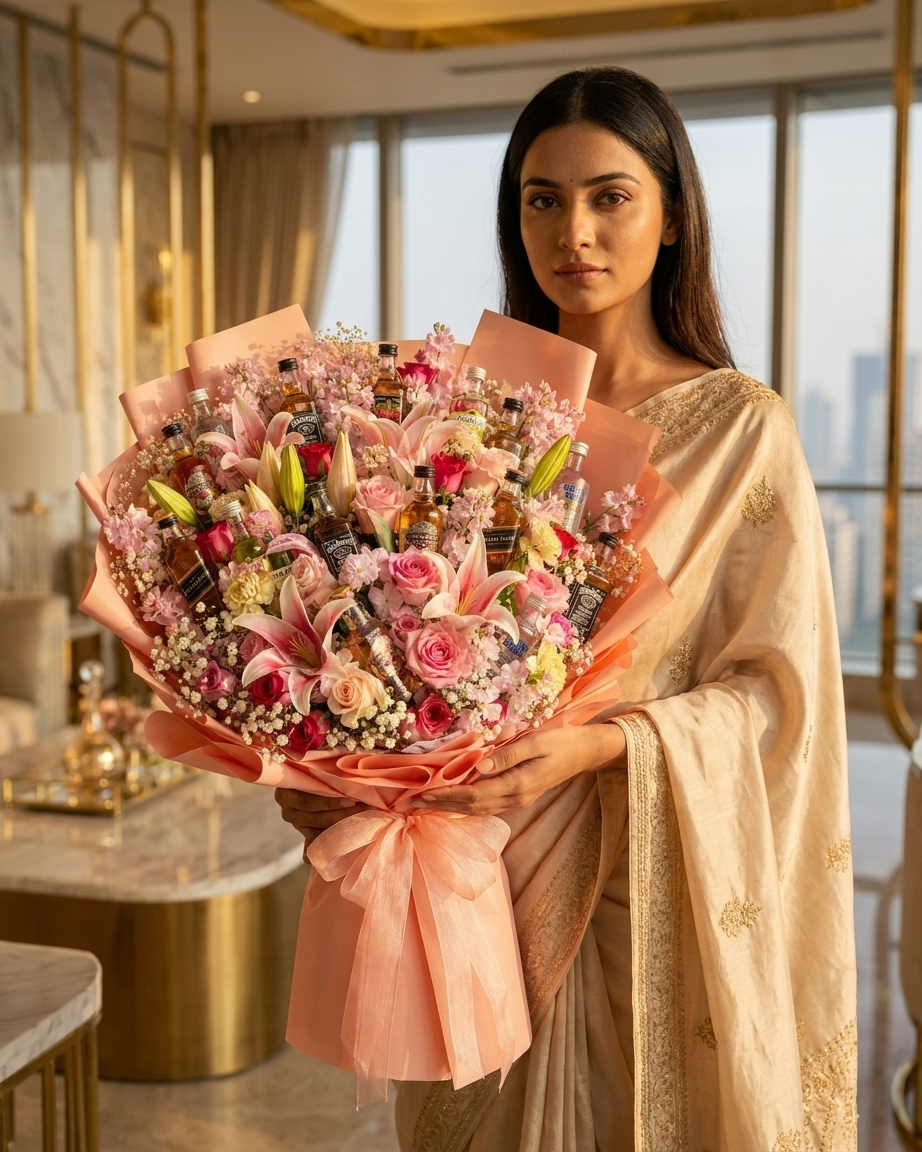 Triple Shot Royale – Pink Lily Triple Mini Bar Bouquet