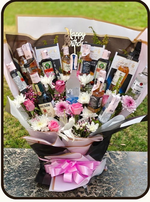 Birthday Buzz Luxe – Premium Mixed Spirits Birthday Bouquet