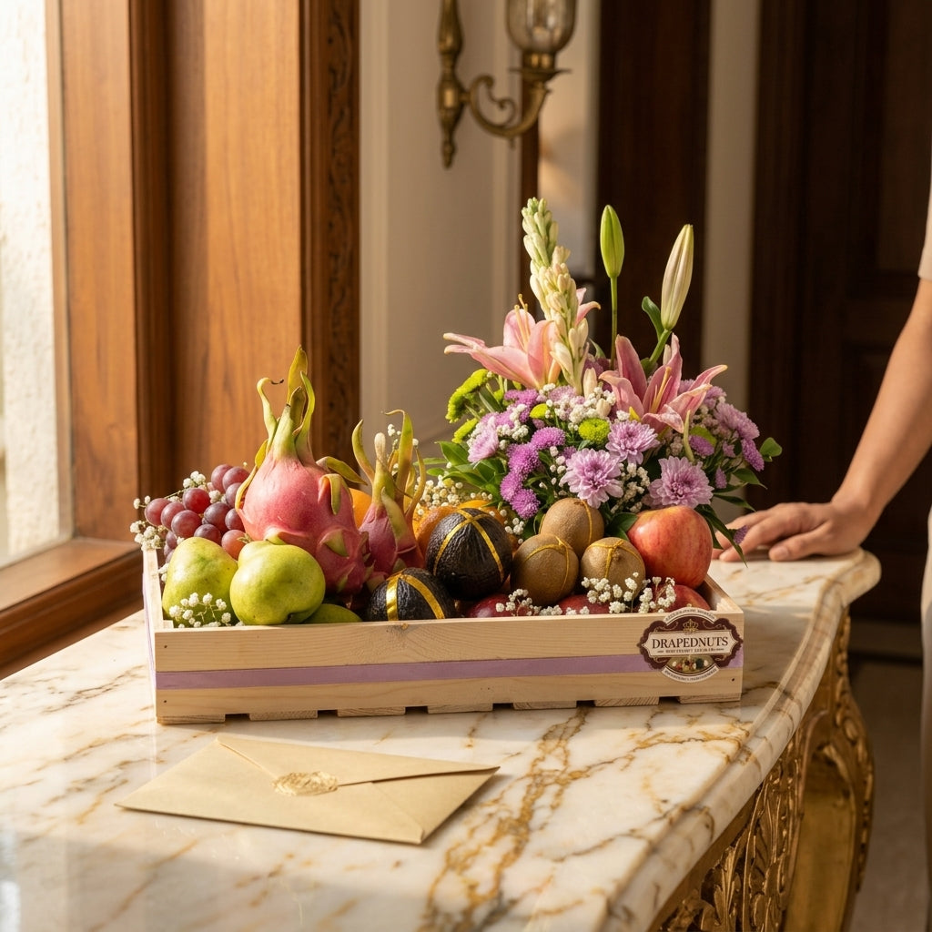 Premium Fruit Hamper – Plum, Blueberry & Dragon Fruit Basket