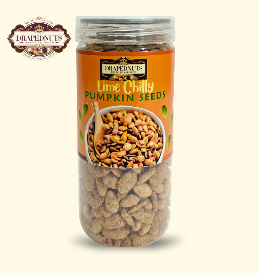 Lime Chilly Flavoured Pumpkin Seeds | Premium Snack Jar | 175g | Drapednuts
