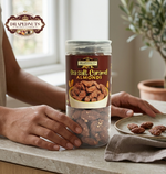 premium sea salt caramel almonds bottle luxury dry fruit gift jar 175g Drapednuts view 4